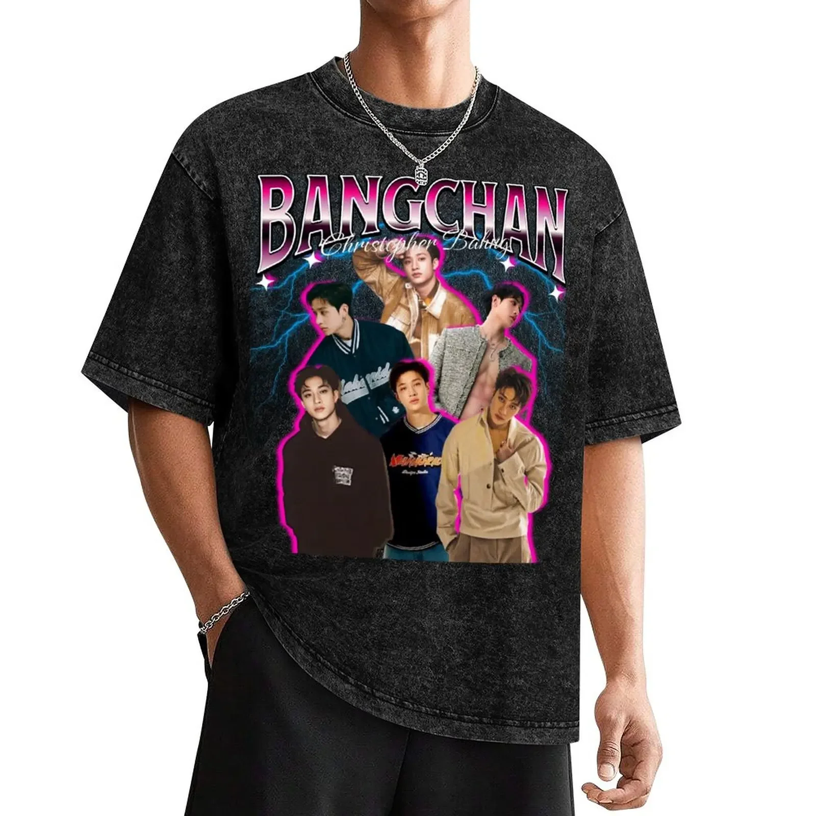 

Bangchan Pink 90s T-Shirt blanks anime tshirt cute tops mens clothes