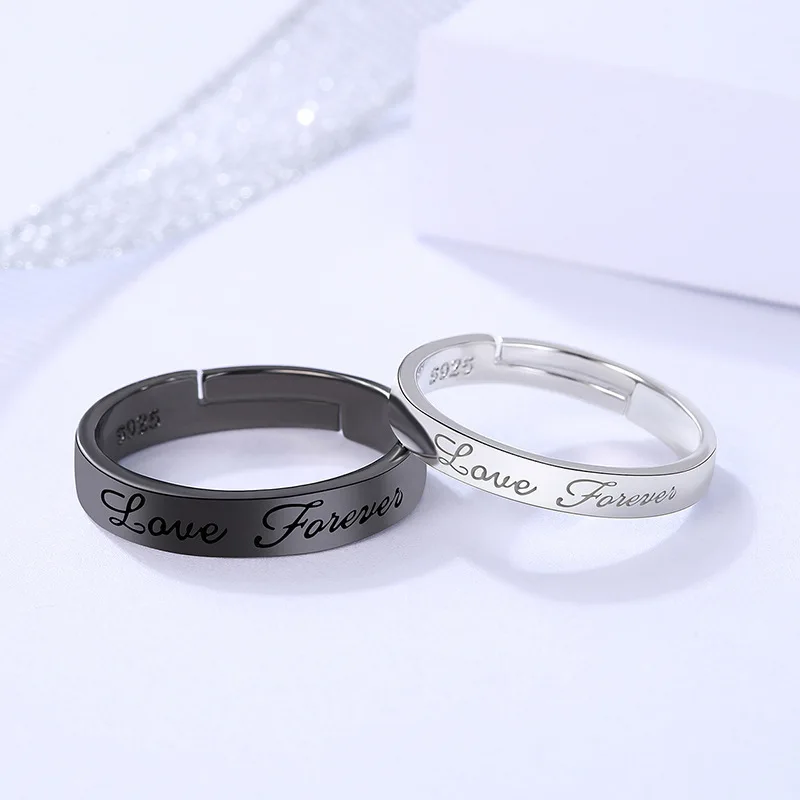 Klassischer offener Paarring mit Sonne und Mond für Damen und Herren, romantisch, schwarz, weiß, passender Fingerring-Set, Schmuck, Hochzeitstag, Geschenke – Detail 32