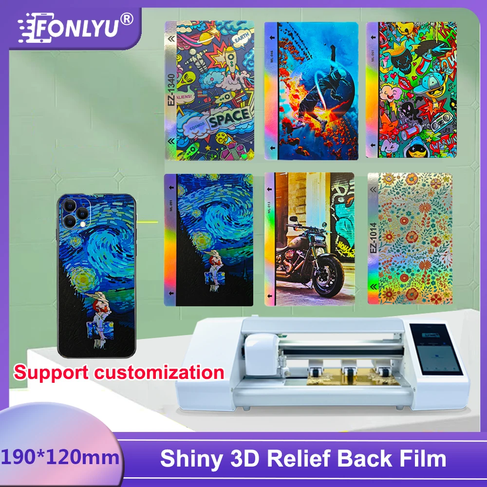 

FONLYU 50 шт. 3D рельефная лазерная блестящая наклейка на заднюю панель Защитная пленка для задней крышки для машины для резки защитной пленки экрана мобильного телефона