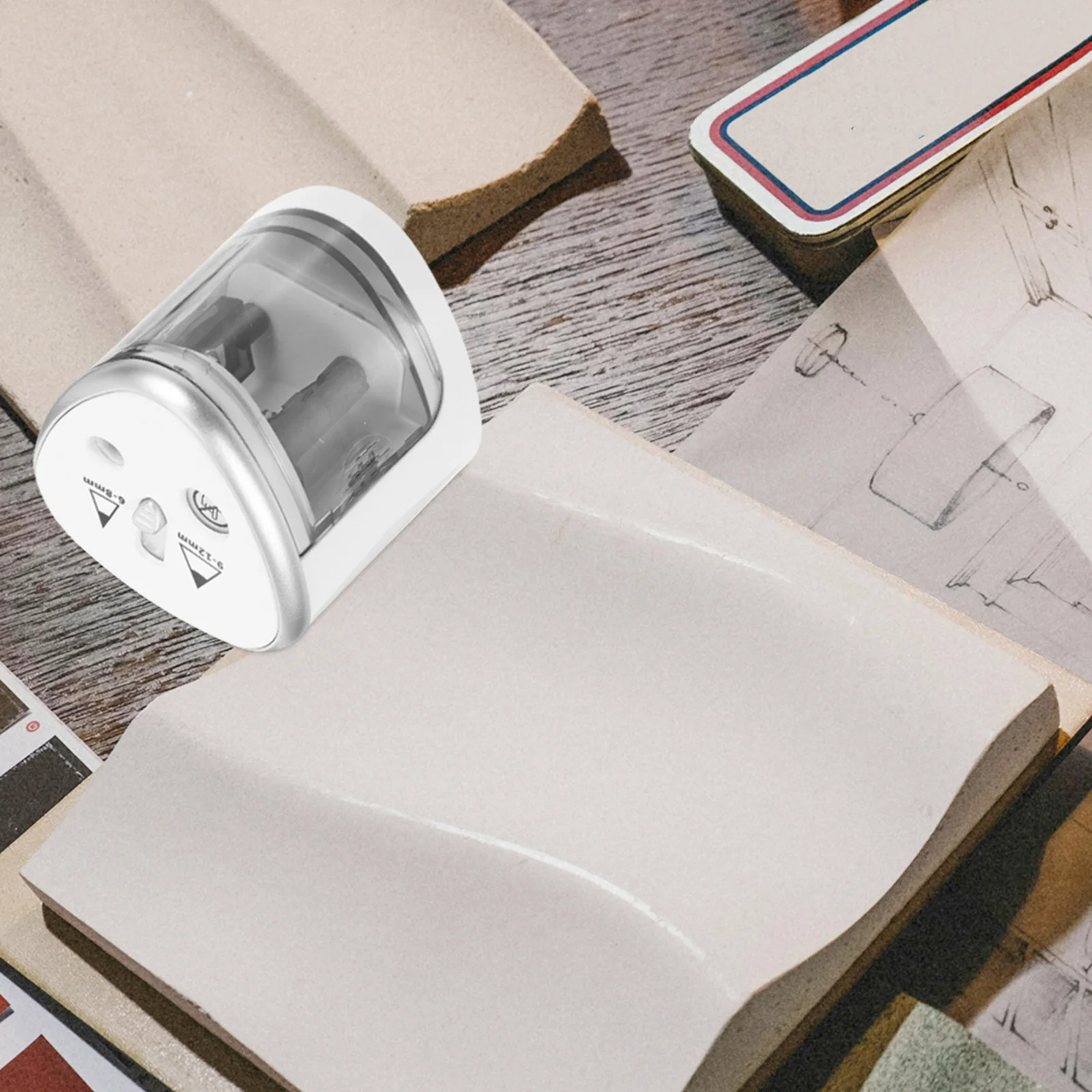 

Electric Pencil Sharpener Operated Dual Holes 6-12mm Pencil Auto Stop Safety Lock Heavy Duty for School Office Home