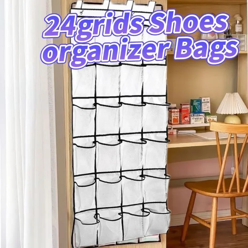 Shoemaker Wall-Mounted Sundries Shoe Organiser Fabric Closet Bag Storage Rack Mesh Pocket Clear Hanging Over The Door Cloth Box