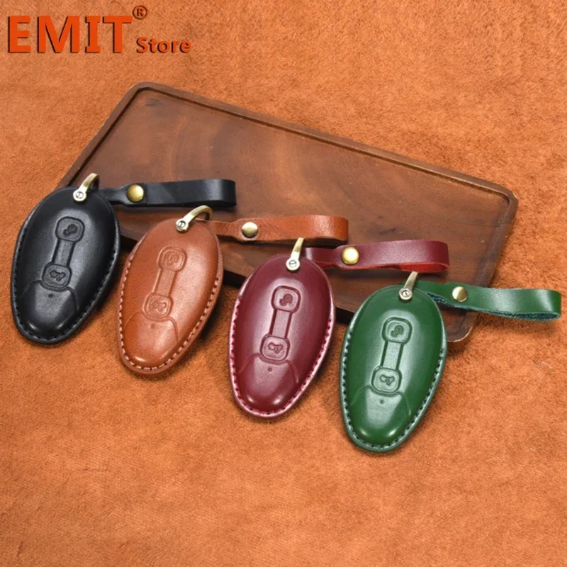 Car Key Case for Vespa GTS300 Handmade Genuine Leather Remote Protection Cover Bag Shell Keychain Ring Holder Fob Accessories