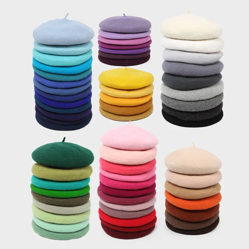 Wool Beret Retro Knitted Painter Hat Woolen Bud Hat Female Cute Casual Hat Women Men Beret Autum Winter Vintage Caps Keep Warm