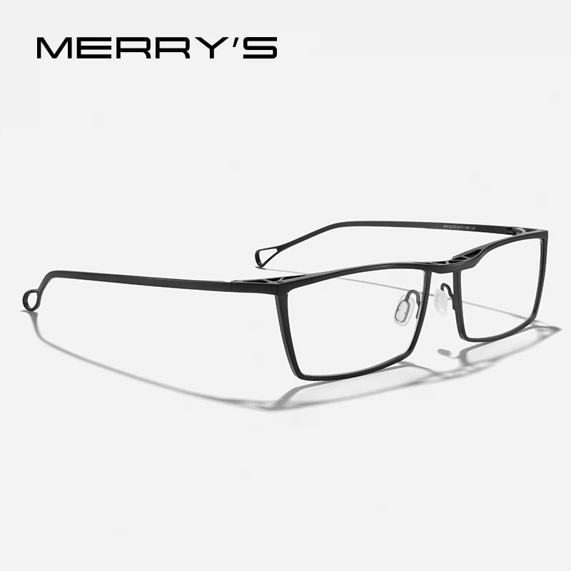 MERRYS DESIGN Pure Titanium Rectangle Glasses Frame Prescription Eyeglasses For Men Optical Eyewear S2722