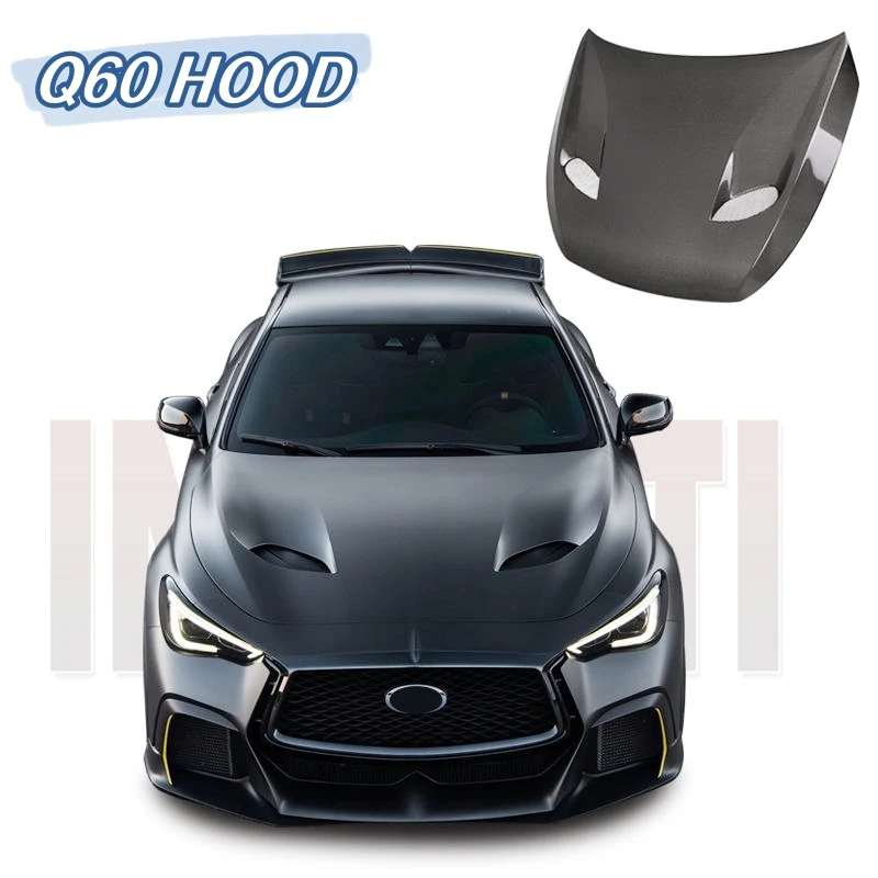 Q60 Carbon Hood v4 for Infiniti Q60 2016-2020 engine cover real Carbon Fiber Car Hood Bonnet Cover