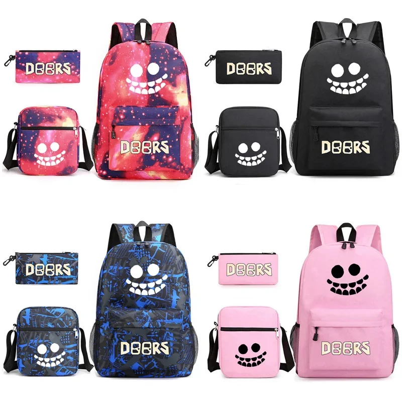 New Game Surrounding Doors Roblox Figure School  Backpack Pencil Bag Shoulder Bag  Set Anime Cartoon School Bag Mochila