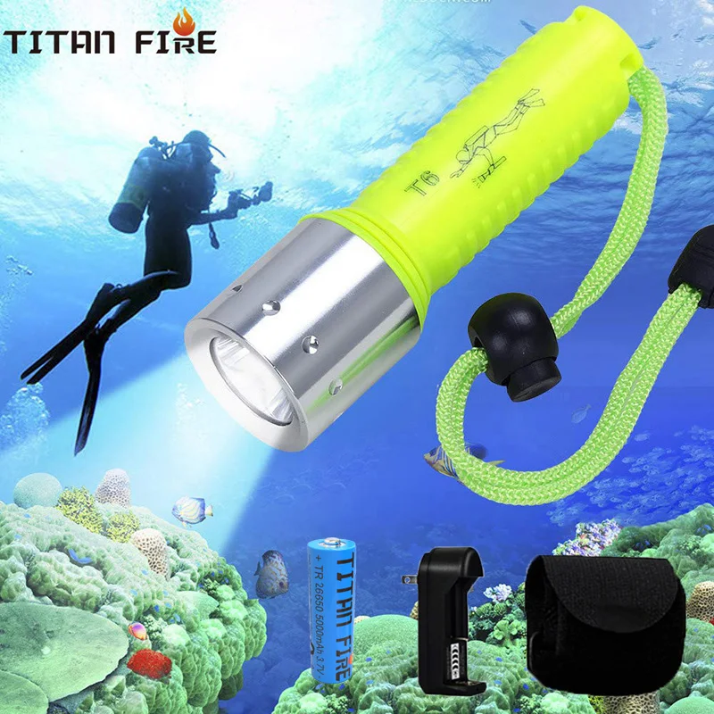 T20 Diving Flashlight LED Super Underwater 3000LM Waterproof Torch Lamp Professional Scuba for Dive Swimming Under Water Sport