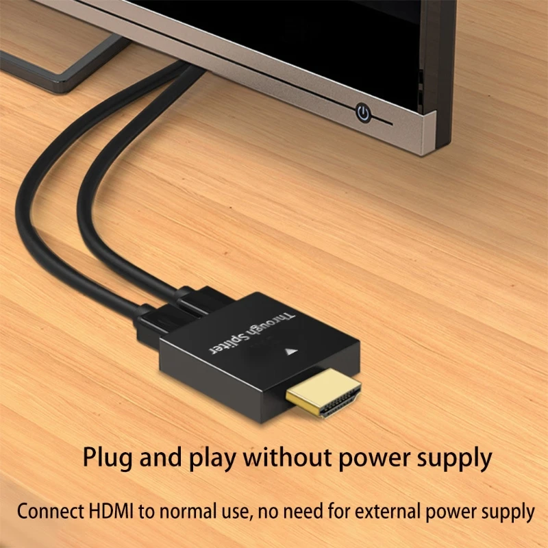 HDMI อะแดปเตอร์1ถึง2 Way หอพักสำนักงาน Splitter อะแดปเตอร์ชายหญิงคู่สำหรับแล็ปท็อป k1KF
