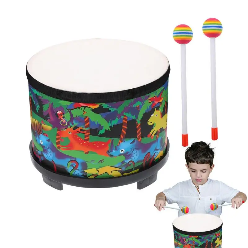 Floor Tom Drum For Kids 8 Inch Floor Tom Drums Set Colorful Wooden Musical Kids Drum Set With 2 Mallets For Children Toddler