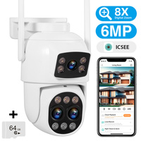 6MP WIFI IP Outdoor Camera 8X Zoom Three Len Motion Tracking PTZ Video IP Camera Waterproof Surveillance Security Protection