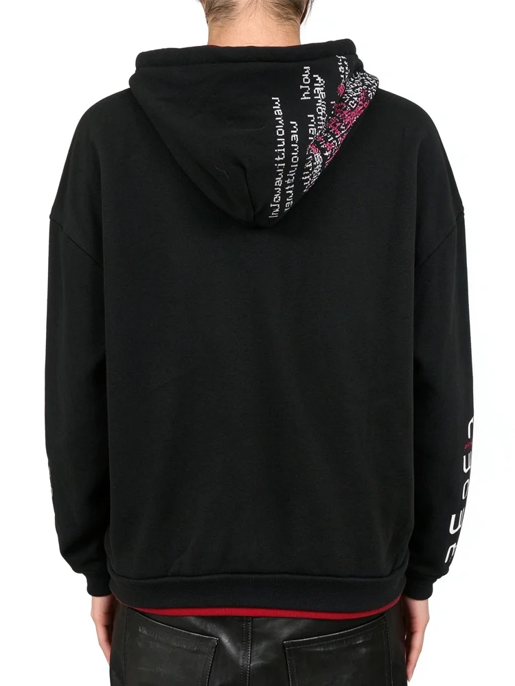Alt Emo Grunge Zip Up Hoodie Distressed Graphic Print Letter Sleeve Hooded Sweatshirt Y2K Aesthetic Vintage Streetwear Men Women