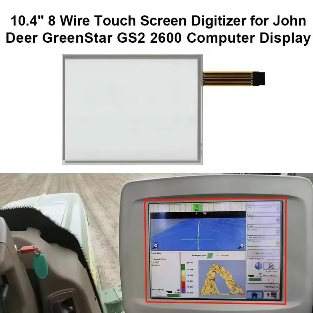10.4 inch 8 Wire Touch Screen Digitizer for John Deer GreenStar GS2 2600 Monitor