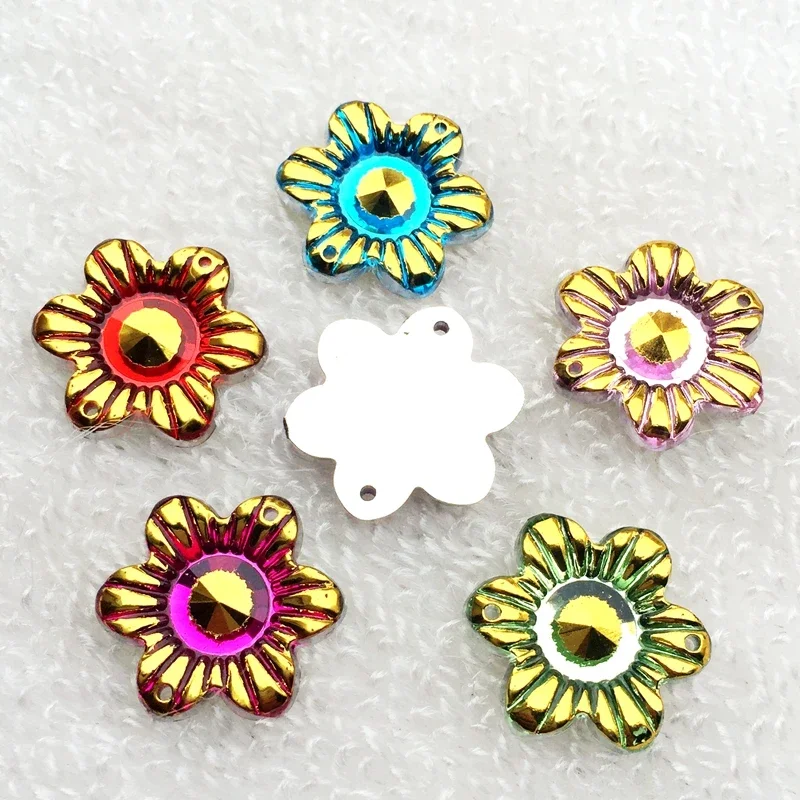 40pcs 18mm flower shape shirt buckle buckle decoration Phnom Penh DIY button 2 Holes Rhinestone wedding decoration -A92A