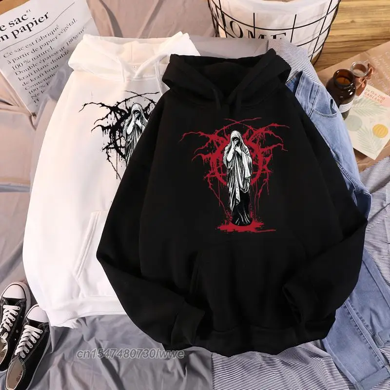 

Devil Winter New Dark Punk Female Vintage Harajuku Cartoon Print Loose Gothic New Hooded Sweatshirt