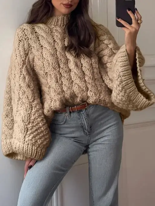 

Women's Sweater 2025 Autumn and Winter Retro Cheap Popular Leisure Vacation Woolen Long Sleeved Coat Sweater Women's Clothing