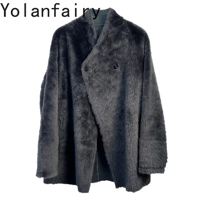 

YOLANFAIRY Элитные шубы из натурального меха для женщин: роскошная зимняя теплая куртка из натуральной овчины, женская шуба из натурального меха Abrigo Mujer