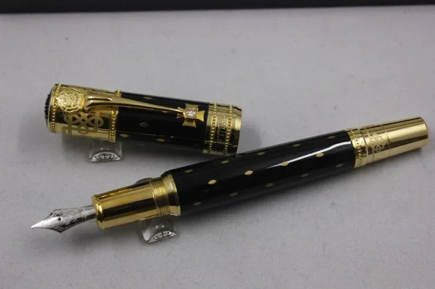 

New Luxury Queen Best Metal Bigger Rollerball Ballpoint Fountain Pens for Writing Office Supplies with random crystal