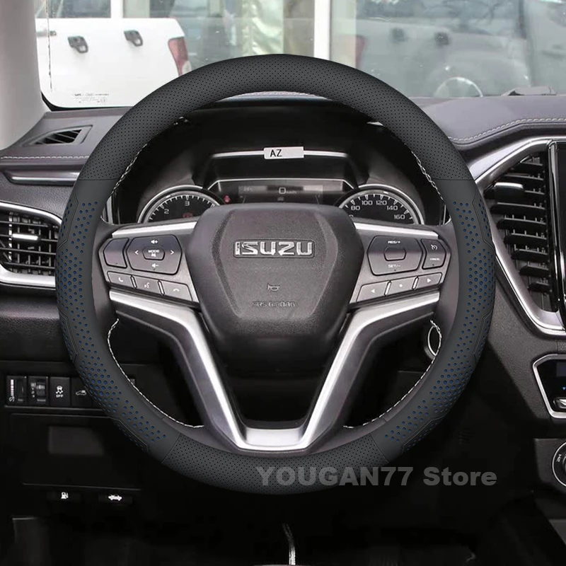Leather Car Steering Wheel Cover For Isuzu D-MAX MU X 2012-2024 Covers For Covers Auto interior Isuzu D MAX Accessories 2025