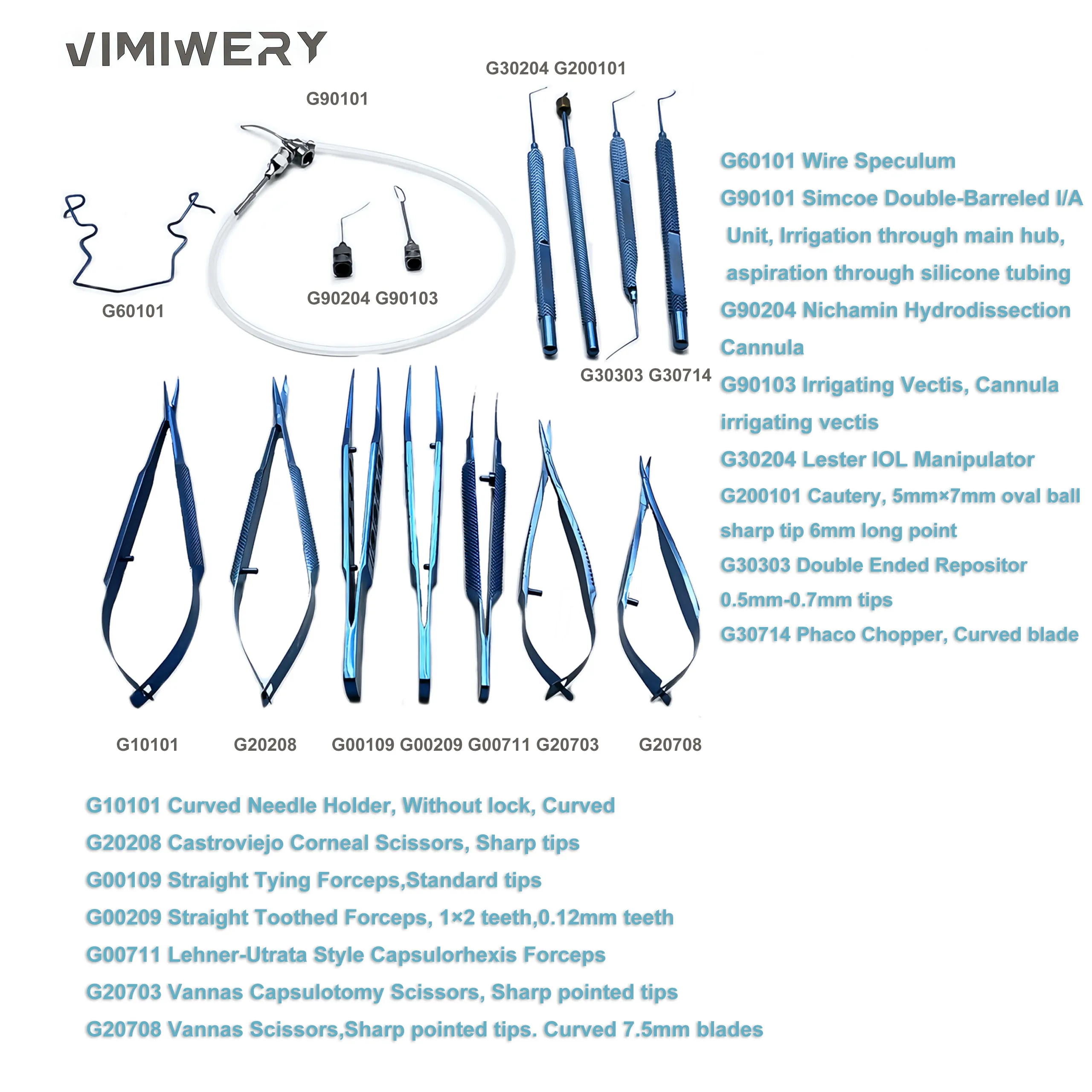 

Cataract Human Eutectic Surgical Instrument Set Vannas Capsulotomy Scissors Cannula irrigating vectis