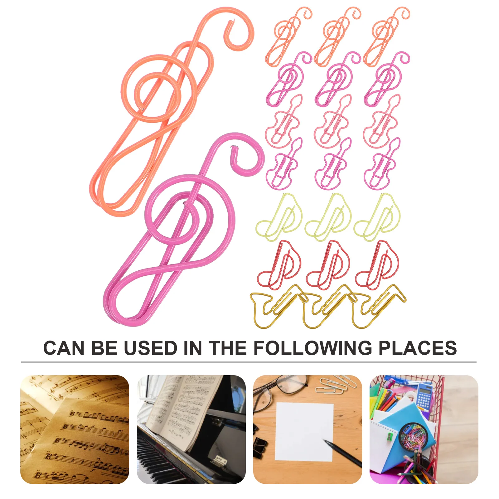 60Pcs Metal Paper Clips Music Note Style Cute Decorative Stationery for Documents Files Photos Notes Paper Clips