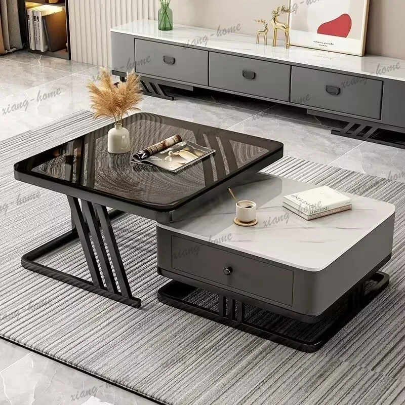 LSCoffee Table TV Cabinet Combination Slab Coffee Table Living Room Household Light Luxury Modern New Small Apartment Simple Flo