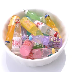 10Pcs Resin Charms Juice Bottle Resin Pendant Beverages Charms Mini Juice Bottle Drink Pendant Cute Mini