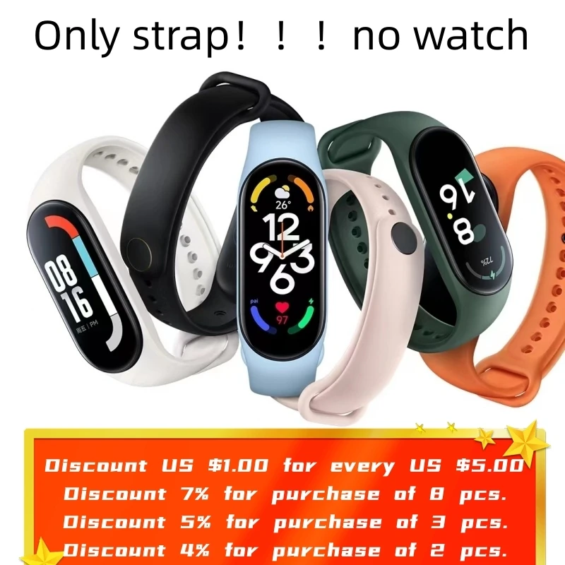 Strap for Mi Band 7 6 5 4 3 Bracelet Xiaomi Mi Band 5 4 Strap Silicone Sport Watchband for Wristband 7 6 3 Replacement Wristband