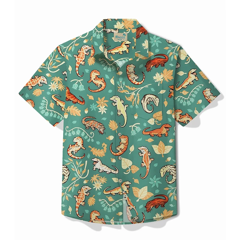 

Men's Designer Hawaii Shirts Short Sleeve Lapel Tops Fashion Streetwear 3d Print Cartoon Anime Alligator Casual Hawaiian Blouse