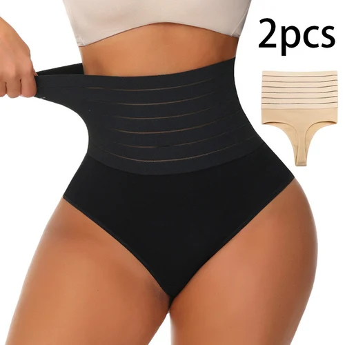 Imagen 1 del producto 2 uds mujeres de cintura alta moldeador breve señora Tanga cuerpo Shaper ropa interior adelgazante levantador de glúteos Control bragas Sexy Shapewear Panty