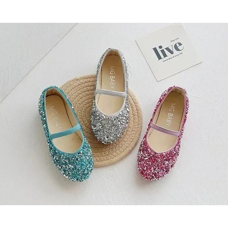 2025 Frühling 1 bis 12 Jahre alte Mädchen-Kleiderschuhe Beauty Pointed Toe Teen Girl Lederschuhe Bling Princess Hochzeitsschuhe – Detail 3