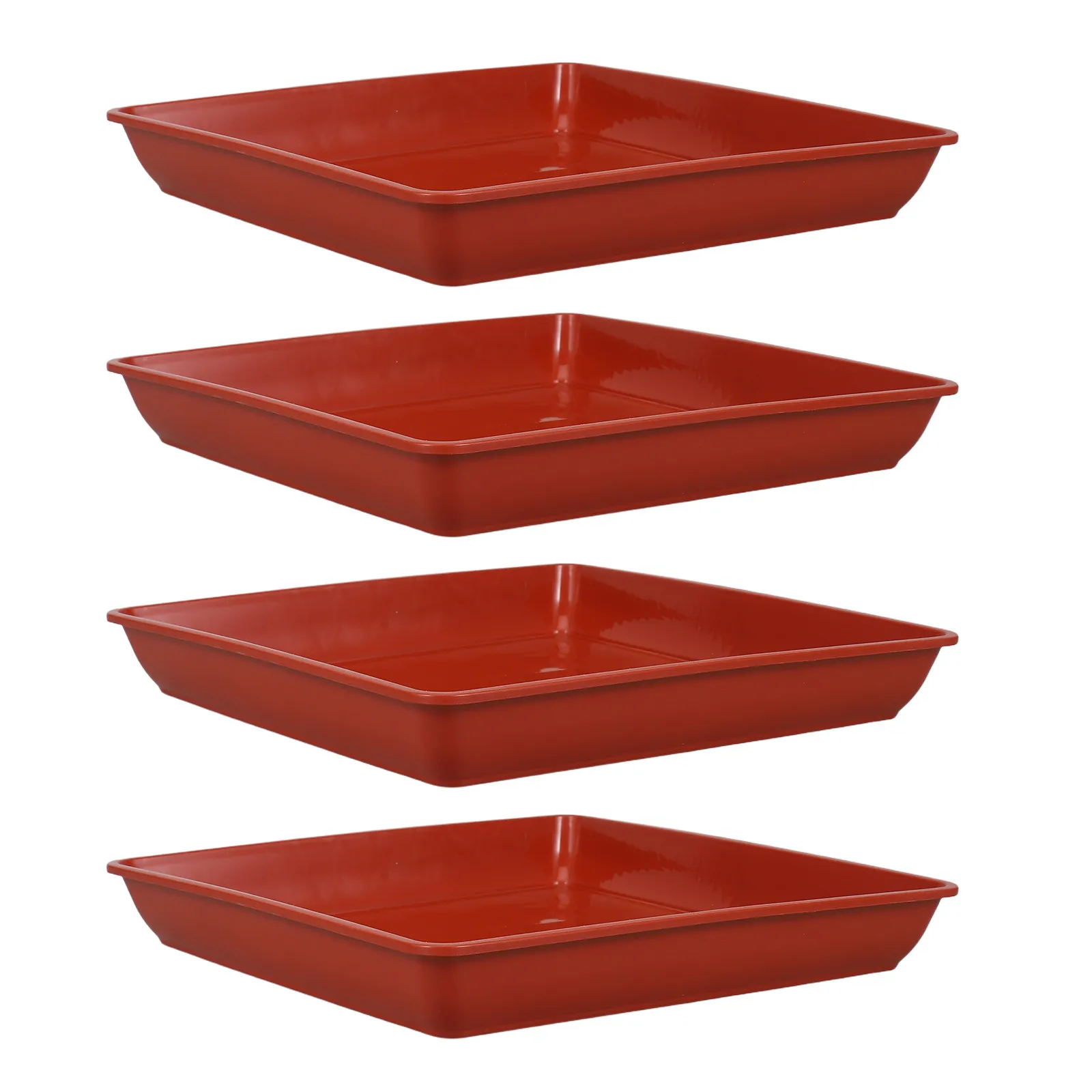 4Pcs Square Plant Pot Saucer Thick Plastic Flowerpot Base Red Indoor Balcony Planter Water Catcher Tray Flower Pot Base