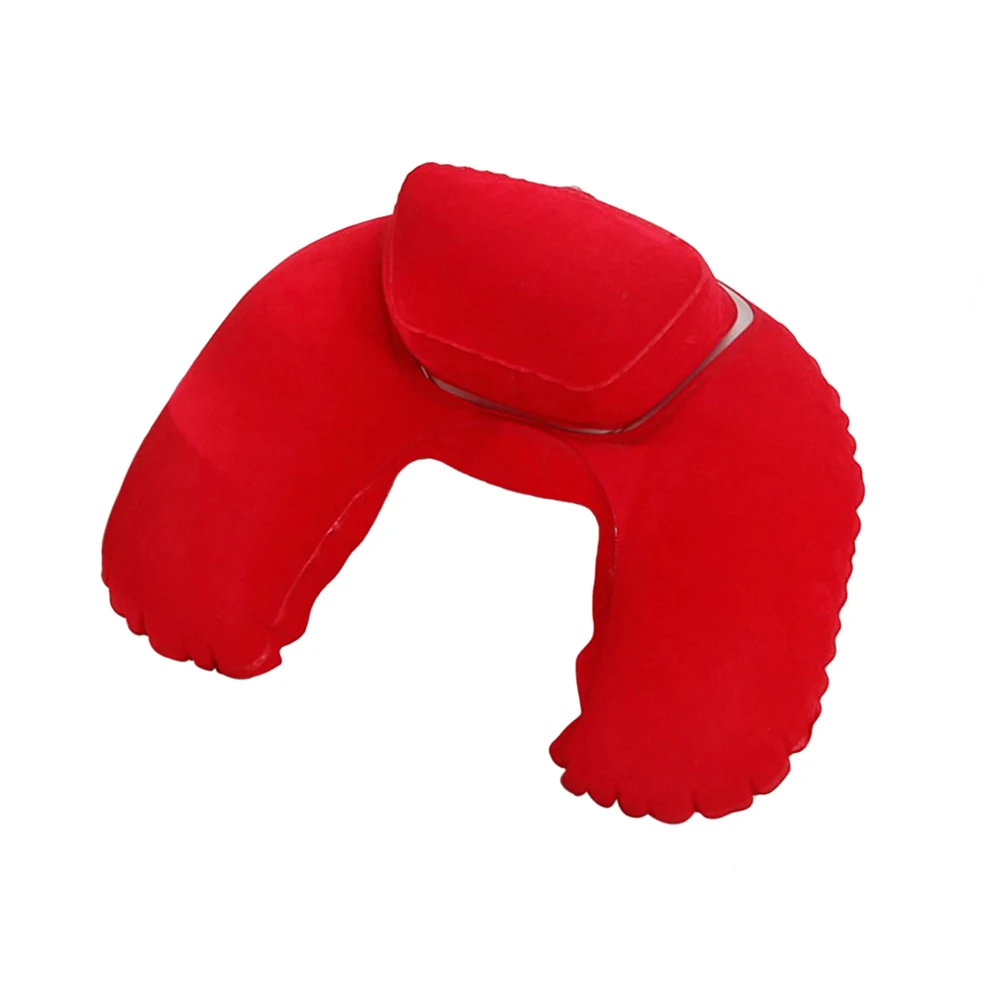 

Travel Pillows Inflatable Sleeping Blow up Plane U-shaped Size Red Self Inflating Office
