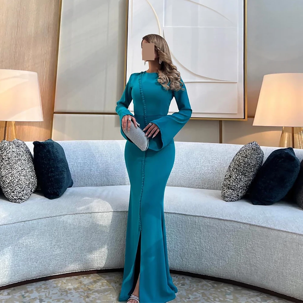 

Cenove 2024 Arab Dubai O Neckline Prom Dress Long Sleeves Floor Length Evening Fashion Elegant Party Dress For Women