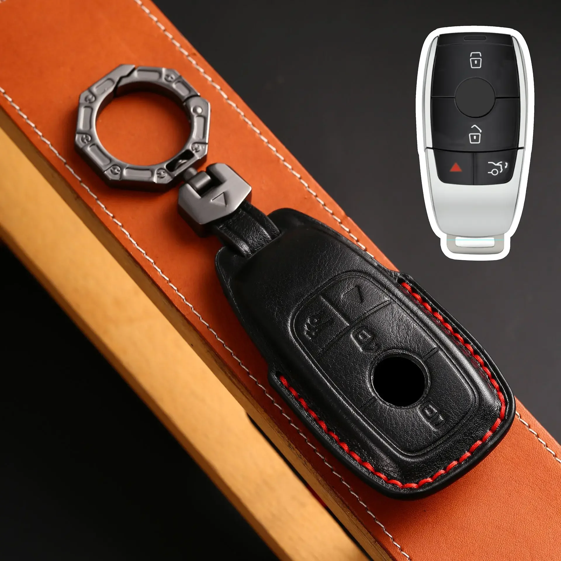 

1pc Car Key Cover Case Fob Shell For Mercedes Benz W213 S213 W167 W177 W222 W247 V167 C118 C257 Genuine Leather Keyring Holder