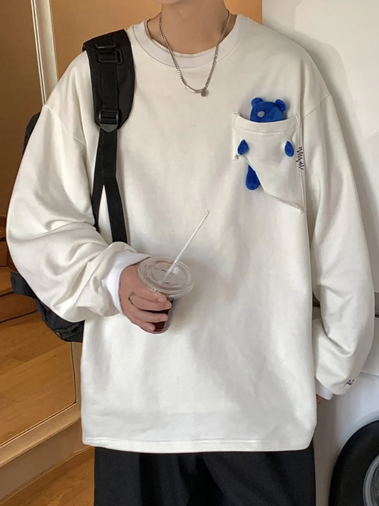 

Bear Ne Sweatirt Men's Spring Autumn Trend Loose Design Cool Bear Head ex Hoodl Jaet Casual Faion Sweatirt