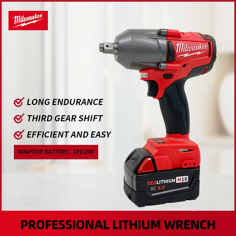 Milwaukee Mid-Torque Impact Professioneller Schraubenschlüssel, 18 V Lithium-Batterie, elektrisch, kabellos, Hochgeschwindigkeits-Auto-LKW-Reparatur-Elektrowerkzeug, Neu