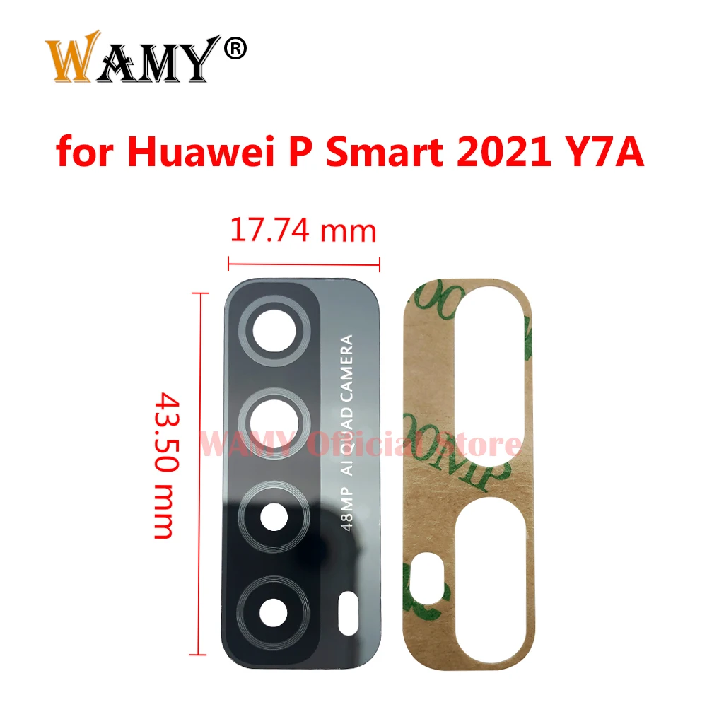 WAMY Rear Back Camera Glass Lens For Huawei P Smart 2021 Y7A with Ahesive Sticker