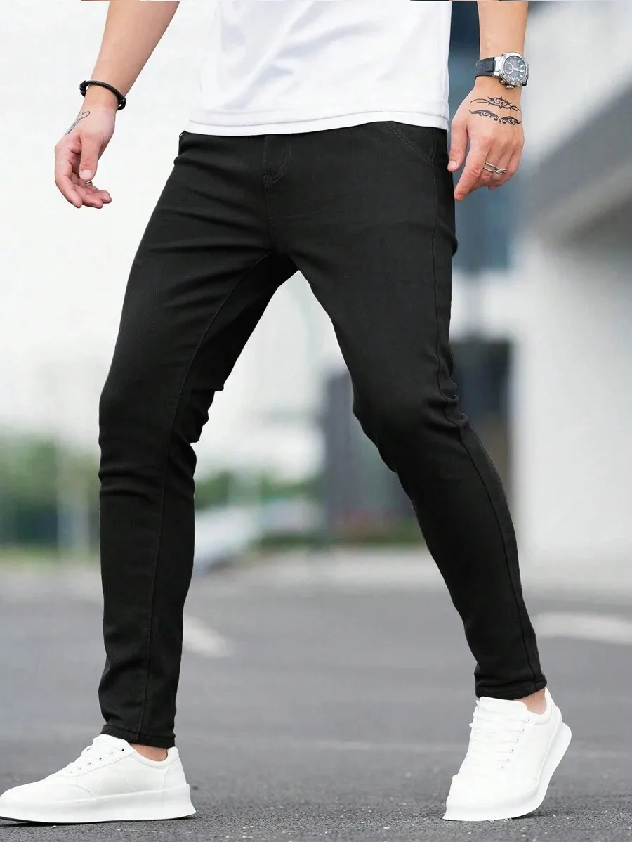 

Мужские узкие джинсы прямого кроя, прямой и простой дизайн, подходящие для повседневной носки на все сезоны.