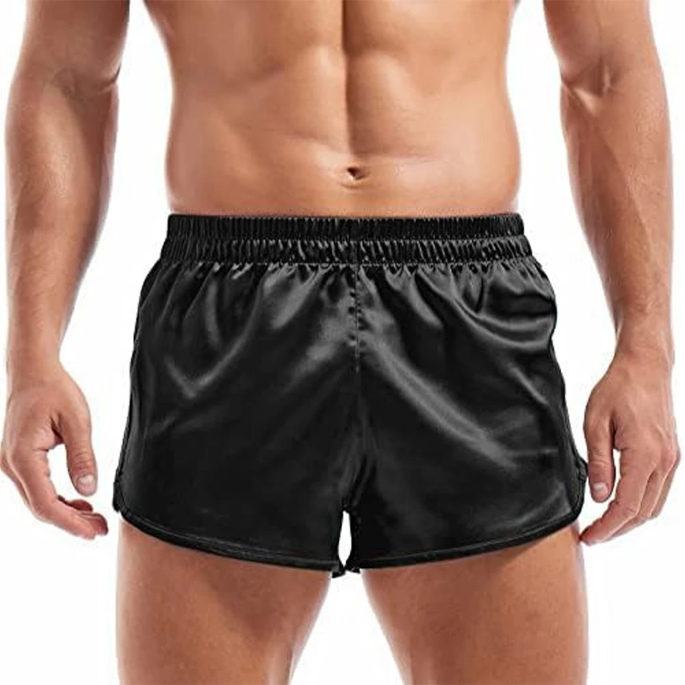 1pc Mode Heren Casual Satijn Zijdeachtige Boxershorts Trunks Homewear Ondergoed Effen Kleur Pyjama Slaapbodems