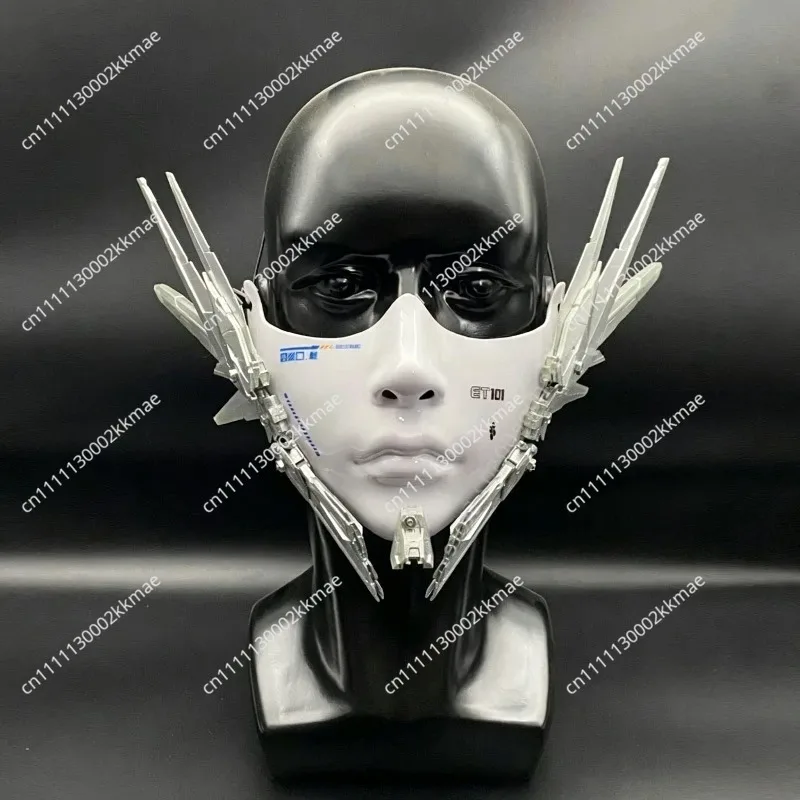 Mechanical mask white half face cosplay technology mask mysterious mechanical mask