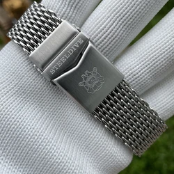 SK002 New Arrrival 24MM Silver Color Stainless Steel Mesh Band Milled Clasp with Safety for Steeldive Watches SD1982