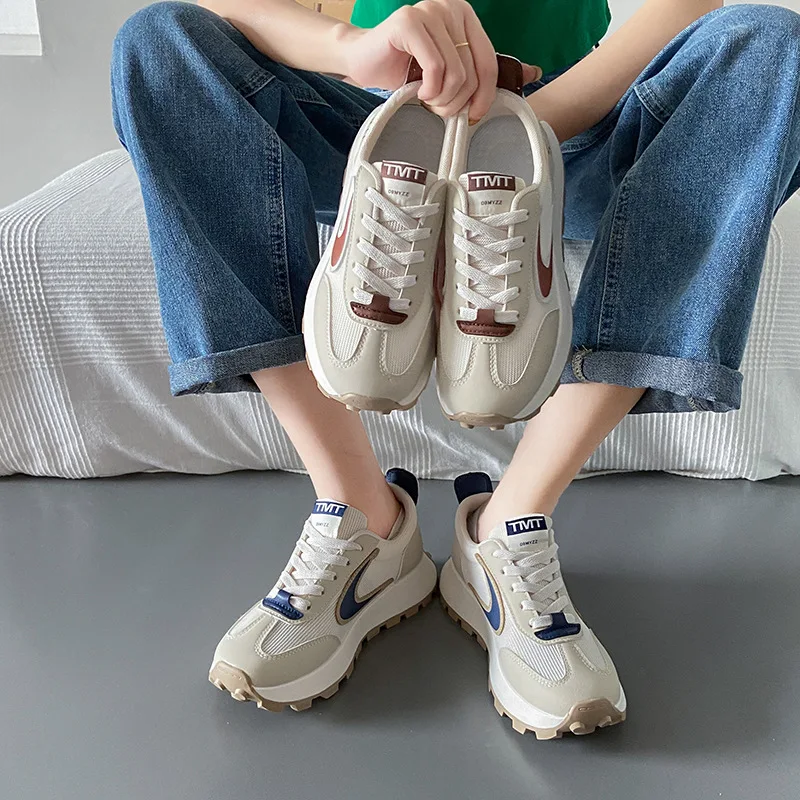 Zapatillas Mujer sepatu Platform Sneakers wanita, sepatu olahraga kasual modis tahan lama bersirkulasi, sepatu lari luar ruangan