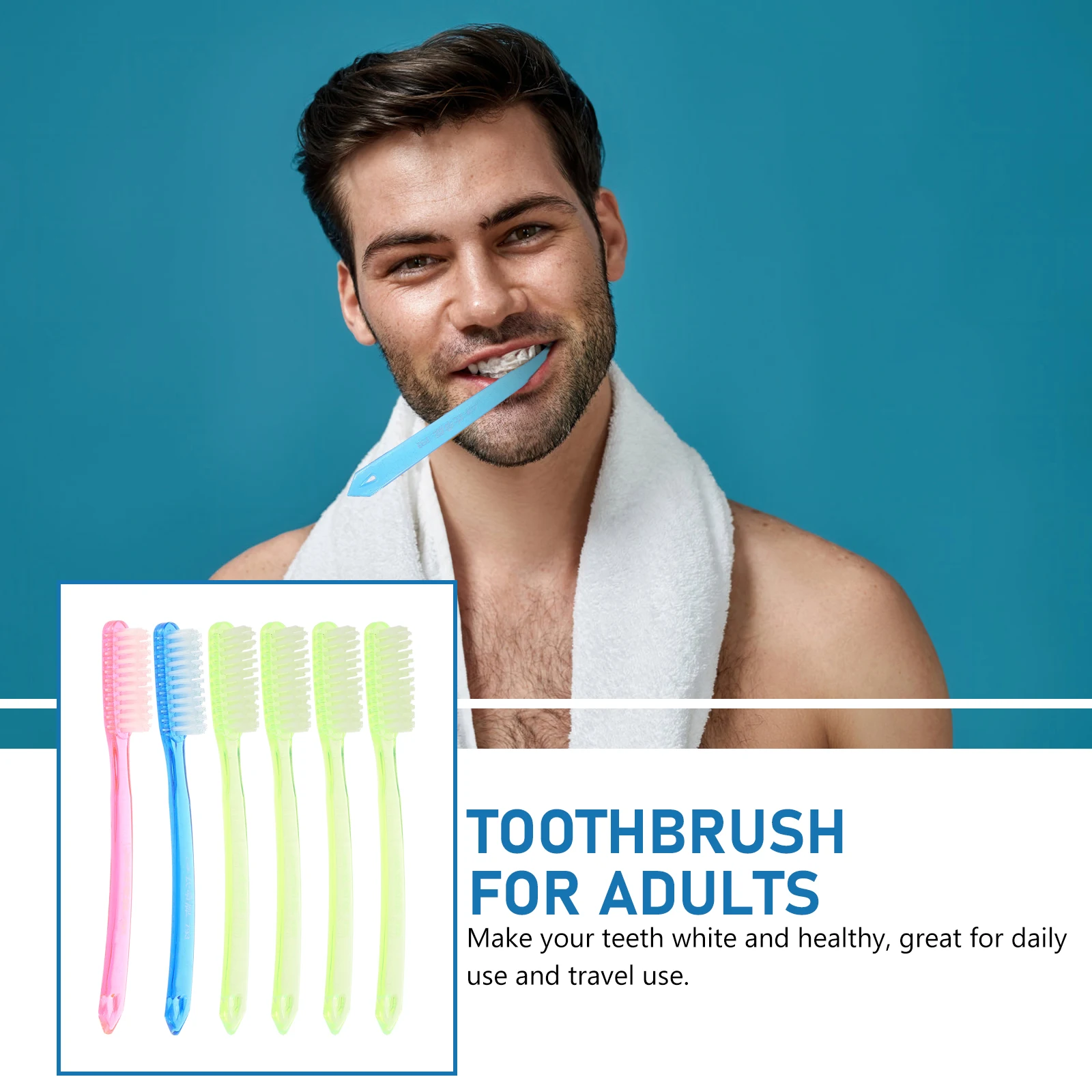 

6pcs Super Hard Bristle Toothbrush Adult Premium Material Safe Whitening Teeth Travel Cleaning Stain Effectively