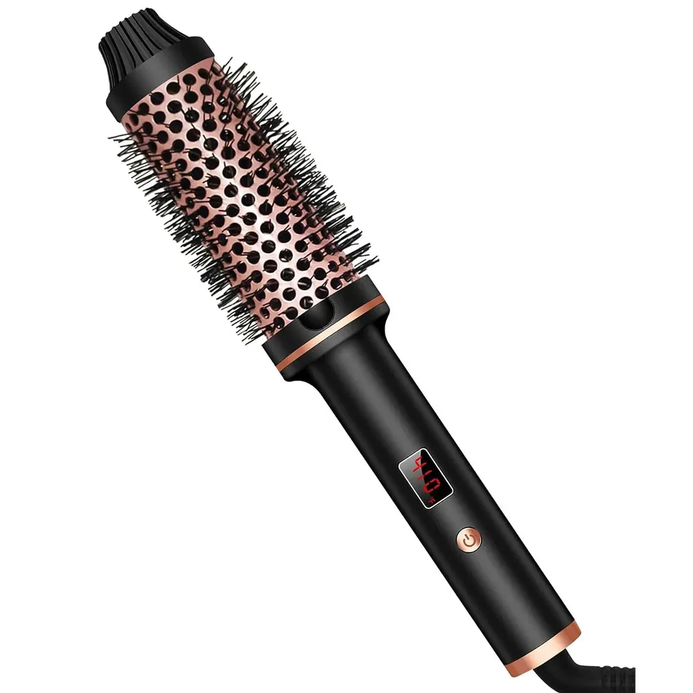 Thermal Brush 1.5 Inch Heated Curling Brush Ceramic Curling Iron Volumizing Brush Heating Round Brush Travel Hair Curler Comb