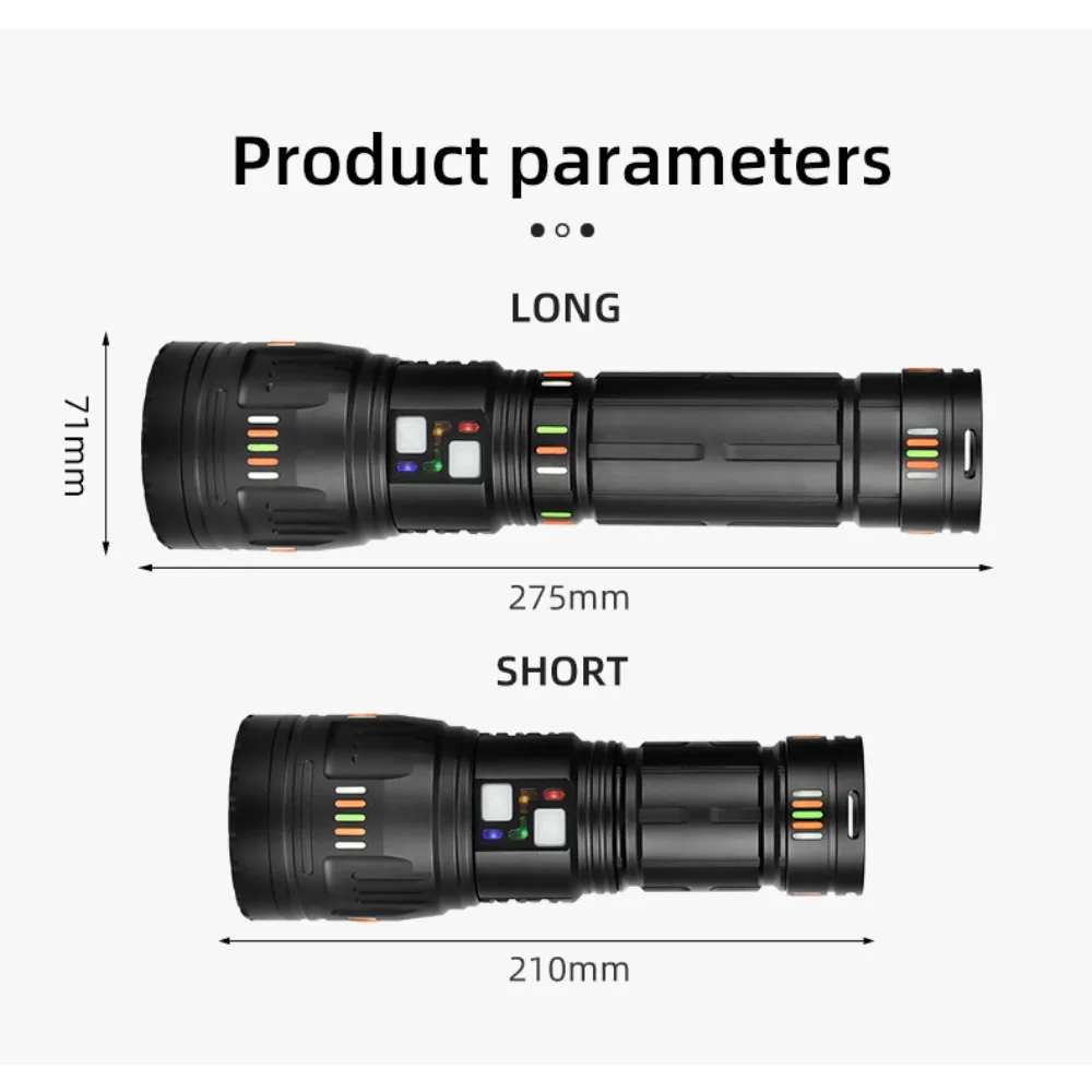Long Distance Beam LED Spotlight Super Bright Adjustable Focus Rescue Operations Camping Hiking Night Work Portable Lighting