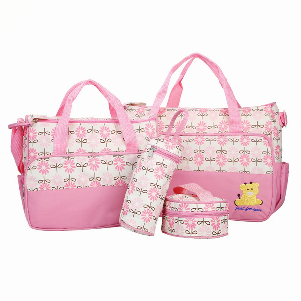 Fashionable Mummy Bag Five Piece Set Multifunctional Large Capacity Diaper Bag Portable One Shoulder Oblique Straddle Mummy Bag