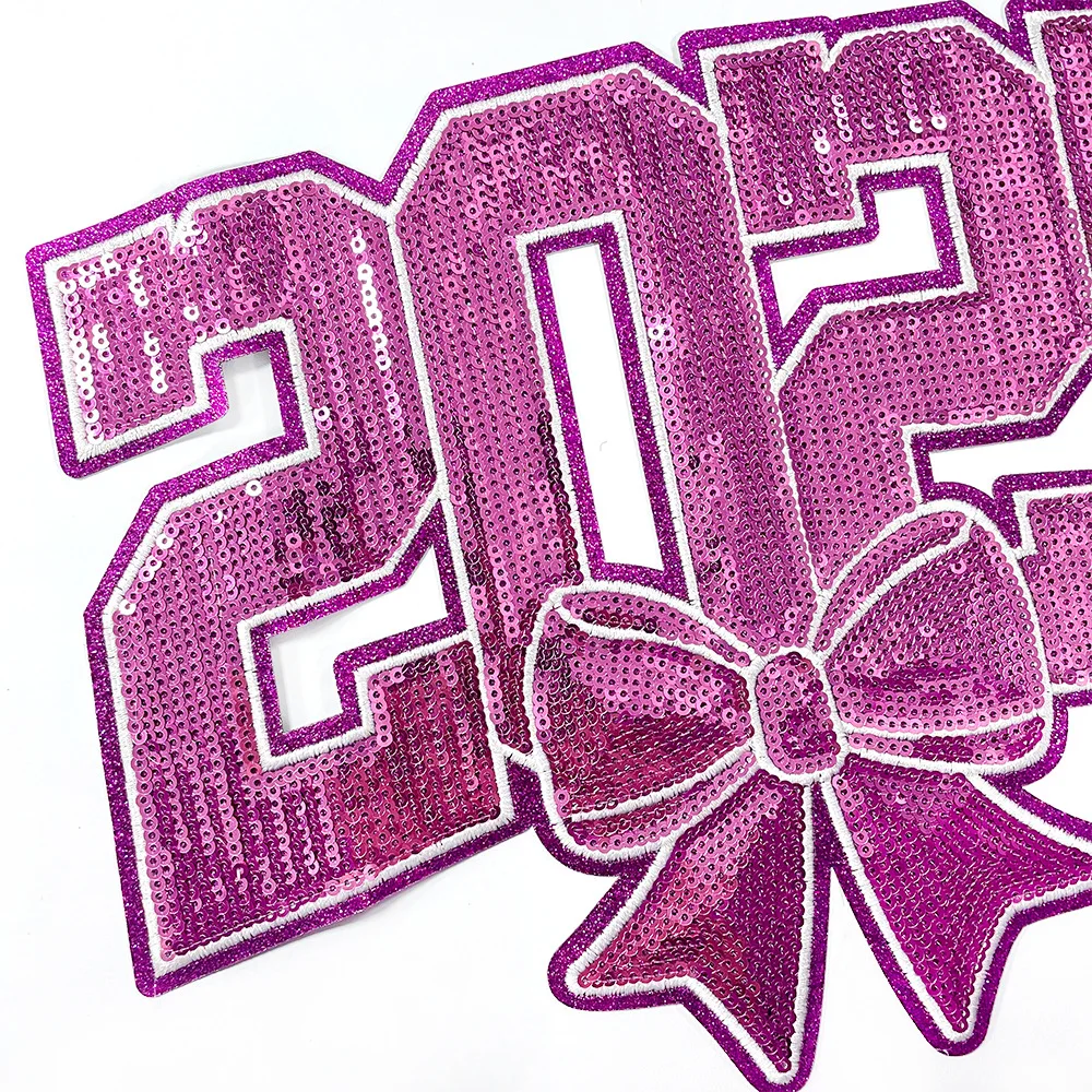 2025 Sequin Letter Love Patch Shining Bow Cherry Iron on Patch for Garment Decoration DIY Applique Clothing T-shirt Accessories