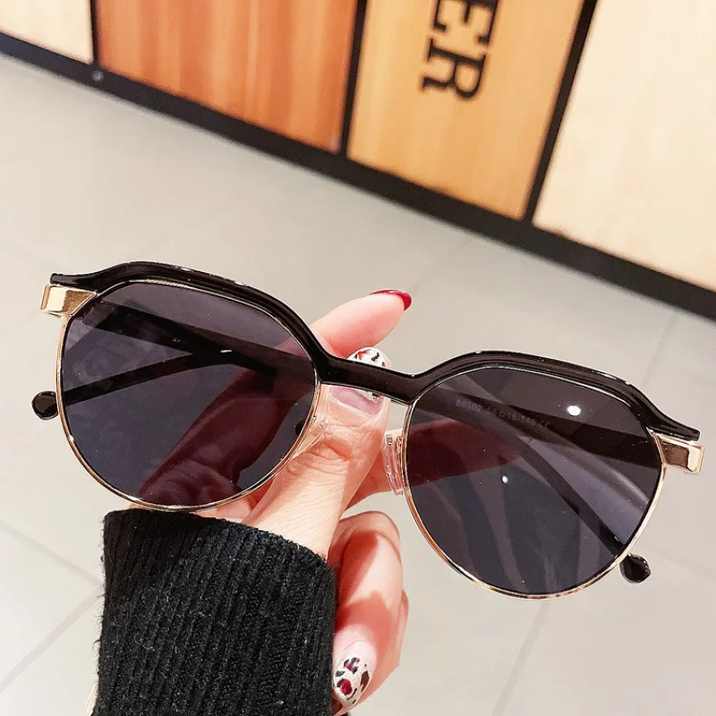 

New Retro Semi-Rimless Fashion Sunglasses Irregular with Personality Sunglasses for Women Trendy Comfortable Glasses