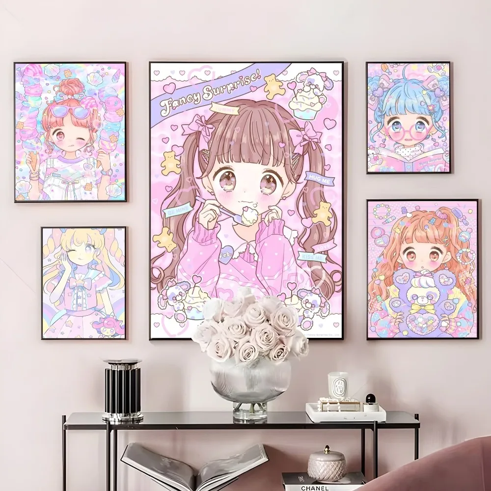 

Japanese Anime Cartoon Girl Pink Kawaii pretty Poster Wall Printing Waterproof Shower Room Home Bed Room Decor Gift