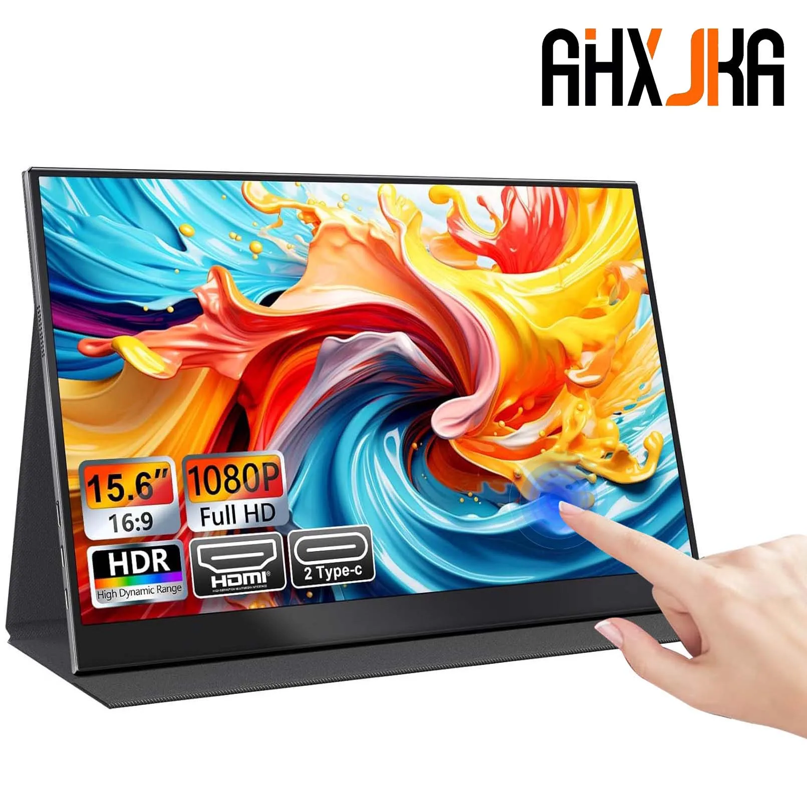 

AHXJKA15,6-дюймовый сенсорный портативный монитор 1920*1080 IPS панельный дисплей HDMI-совместимый с XBOX Stick Switch Raspberry PI ноутбук